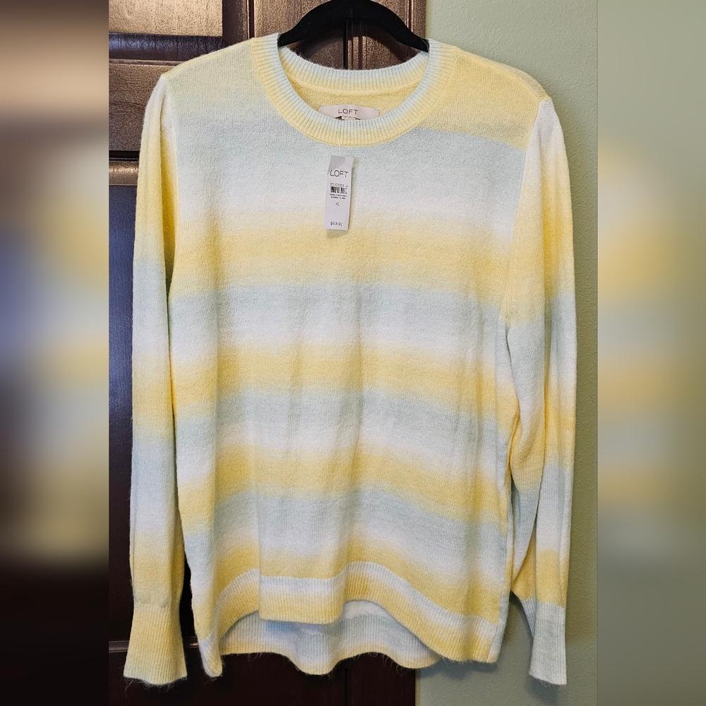 Loft Spacedye sweater, yellow/mint/white, XL, NWT